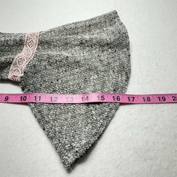 MAUVE Women Open Front Sweater Size M Gray Pink Lace Bell Sleeves Casual 21-6 - Picture 10 of 12
